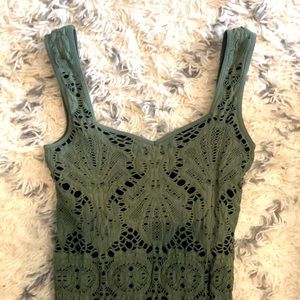Intimately Free People Sweetheart Bodycon Midi Dress Olive Green/Black Sz M/L